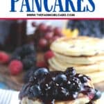 Start your morning off with a delicious batch of Blueberry Buttermilk Pancakes from scratch. This light and fluffy blueberry pancake recipe is perfect for blueberry season or all year round. Top this easy blueberry pancake recipe with homemade blueberry sauce for some extra blueberry flavor. Your family will love this easy buttermilk pancake recipe from scratch.