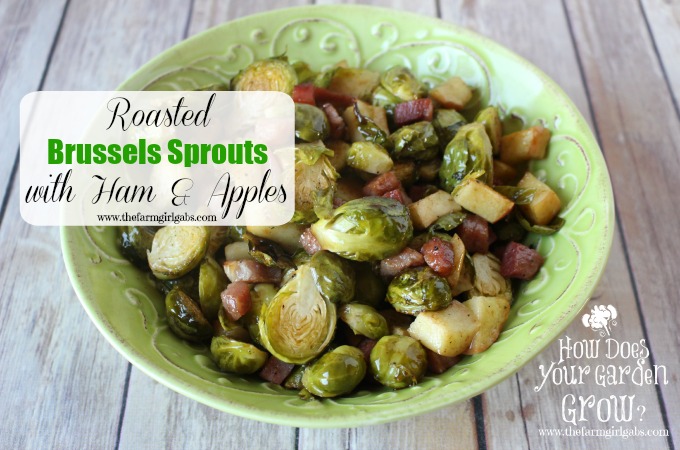 Roasted Brussels Sprouts with Ham and Apples