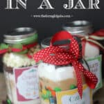 Cookies in a Jar make the perfect gift. Click here for three easy recipes that you can give any time of the year. This is an easy Mason Jar Gift idea. This homemade food gift is perfect to make for the holiday season. Cookies in a Jar make a great Christmas gift idea. Grab some jars and make some of these mason jar gifts to give to family, friends and teachers. Everyone will love receiving this easy homemade Christmas craft.