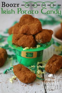 Celebrate Saint Patrick's Day with this Boozy Irish Potato Candy. These delightful confectionary creations combine coconut, cream cheese and butter. They are then formed into small potato shapes and rolled in cinnamon. This easy candy recipe is sure to please on St. Patrick's Day!