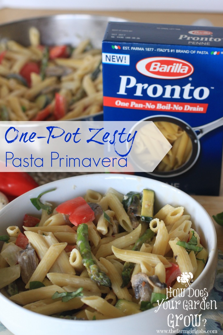 One-Pot Zesty Pasta Primavera is a quick, hearty and delicious meal made with Barilla® Pronto™ Penne. This quick recipe is perfect and quick dinner idea.#Ad #pmedia #OnePotPasta