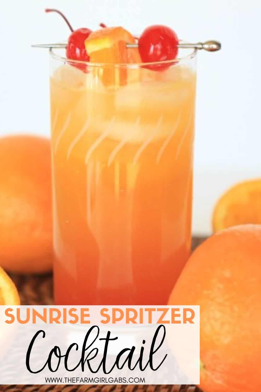 This refreshing orange-flavored Sunrise Spritzer Cocktail is a perfect drink for a brunch or party. Infused with orange juice, this cocktail is a winner!