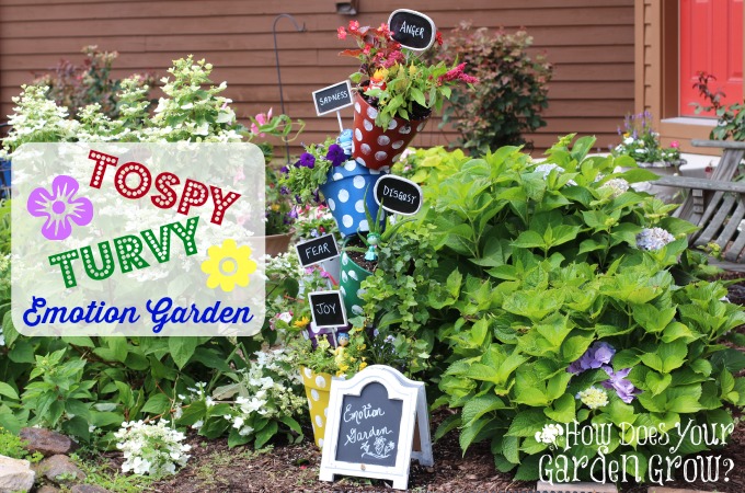 [Ad] Make this Inside Out Topsy Turvy Emotion Garden with your kids. It's a garden project to teach them about emotions. #InsideOutEmotions