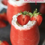 This refreshing Strawberry Shortcake Daiquiri is made with Jersey Fresh Strawberries. It's the perfect summer slushy cocktail to make for your next party.