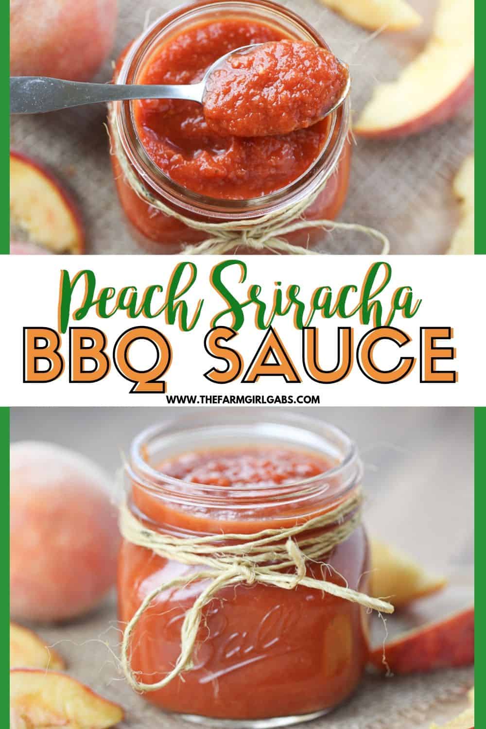 This sweet and spicy Peach Sriracha Barbecue Sauce recipe is so easy to make and tastes better than anything you can buy at the store. Made with fresh peaches, this peach bbq sauce recipe is perfect for dipping and grilling your favorite meats. #bbqsauce #srirachabbqsauce #peachrecipe