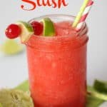 This Cherry Limeade Slush is a copycat recipe of your favorite Sonic Drive-In Drink. This easy drink recipe has the perfect balance of cherry and lime flavor. It is a perfect way to cool down and relax on a hot summer's day. This easy summer drink is perfect to serve at a summer party, potluck or bbq.