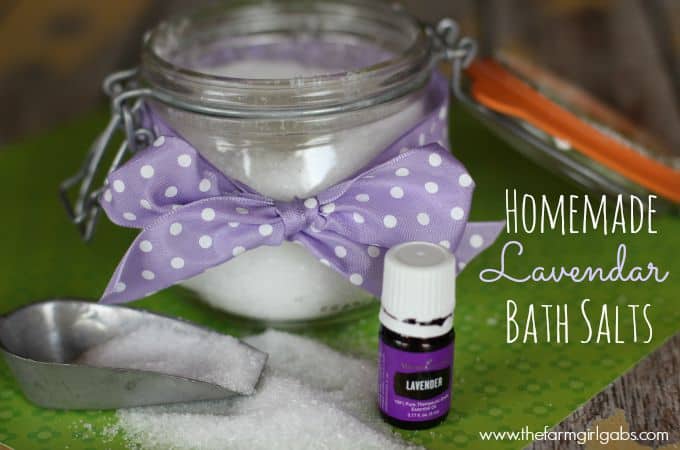 Relax and unwind after a long day with this easy Homemade Lavender Bath Salts made with Young Living lavender essential oil.