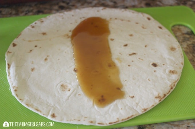 Caramel Apple Walnut Roll-Ups Step 1