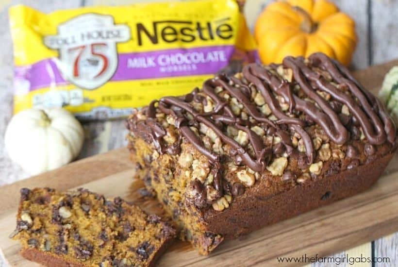 This easy Chocolate Chip Pumpkin Nut Bread recipe is perfect for fall. This quick pumpkin bread is moist, delicious and loaded with chocolate chips and nuts. You family will love how delicious this easy pumpkin quick bread recipe is.