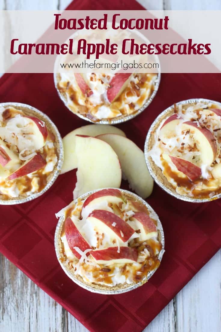 Toasted Coconut Caramel Apple Cheesecakes
