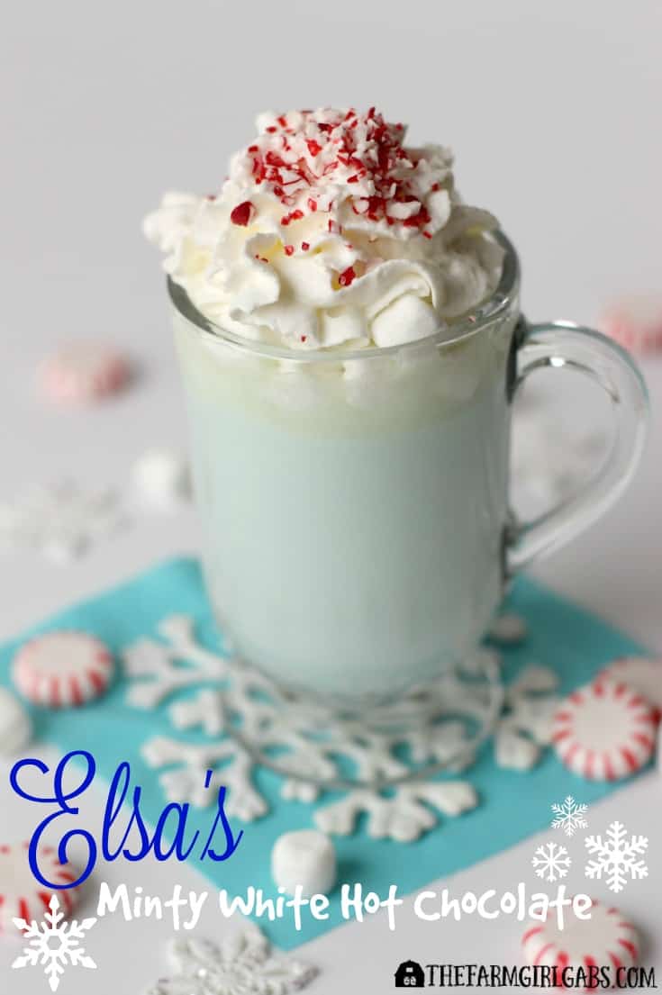 twenty super delicious hot drinks to warm you up during fall or winter! Elsa's Minty White Hot Chocolate, inspired by the Disney movie FROZEN, it the perfect drink to warm you up during the winter months.