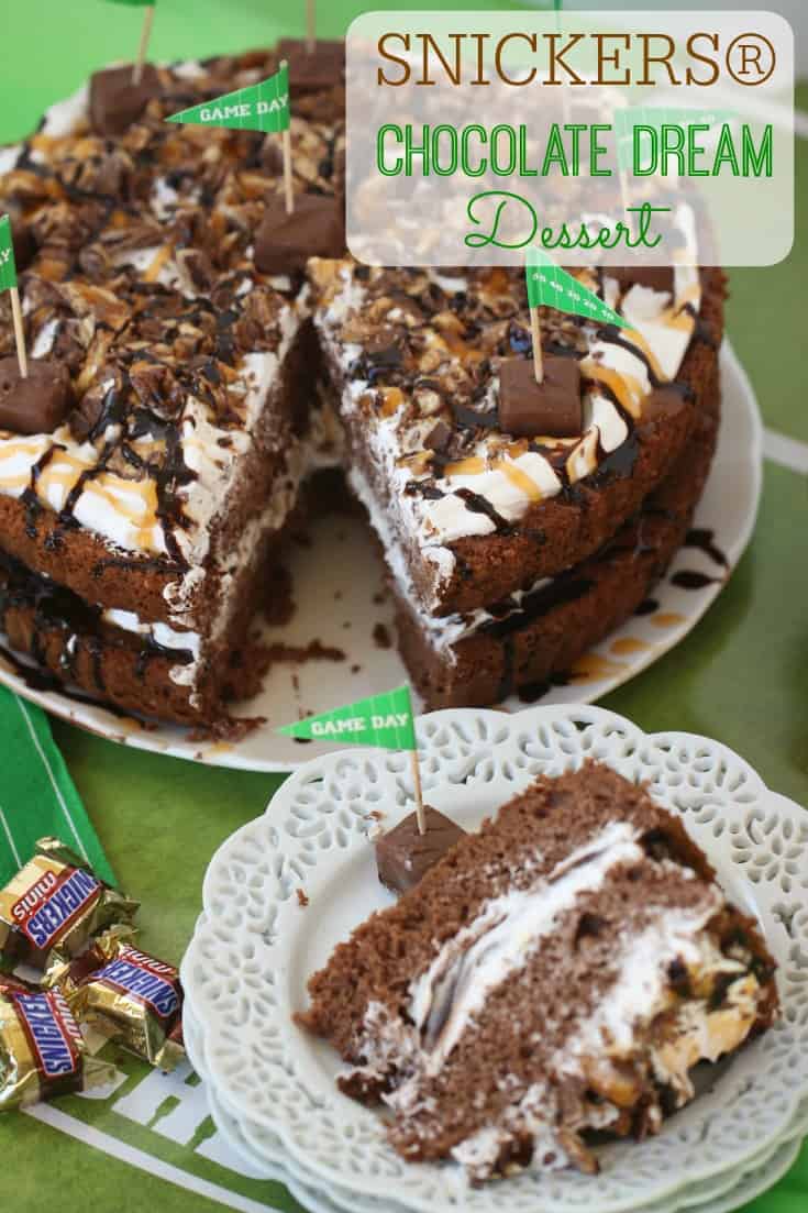 Score a touchdown at your game day party with this delicious SNICKERS® Chocolate Dream Dessert. It's the perfect sweet ending to your Game Day party. Ad #GameDayGlory