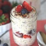 Oatmeal in a jar? Sign me up! Wake up in the morning to a delicious and healthy Berry Overnight Oatmeal. This overnight oats recipe is satisfying, delicious and filled with fresh berries. Try this easy mason jar recipe for breakfast.