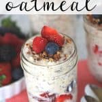 Oatmeal in a jar? Sign me up! Wake up in the morning to a delicious and healthy Berry Overnight Oatmeal. This overnight oats recipe is satisfying, delicious and filled with fresh berries. Try this easy mason jar recipe for breakfast.