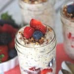 Oatmeal in a jar? Sign me up! Wake up in the morning to a delicious and healthy Berry Overnight Oatmeal. This overnight oats recipe is satisfying, delicious and filled with fresh berries. Try this easy mason jar recipe for breakfast.