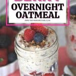 Oatmeal in a jar? Sign me up! Wake up in the morning to a delicious and healthy Berry Overnight Oatmeal. This overnight oats recipe is satisfying, delicious and filled with fresh berries. Try this easy mason jar recipe for breakfast.