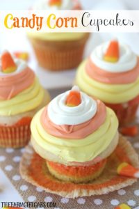 These colorful and delicious Candy Corn Cupcakes are the perfect fall treats. They are easy to make cupcake treats that are perfect for snack-time, lunch-time, anytime! This simple dessert recipe is made from doctored up cake mix!