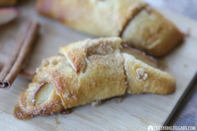 These Salted Caramel Pear Crescents, made with store-bought crescent rolls, are a perfect quick and easy fall recipe.