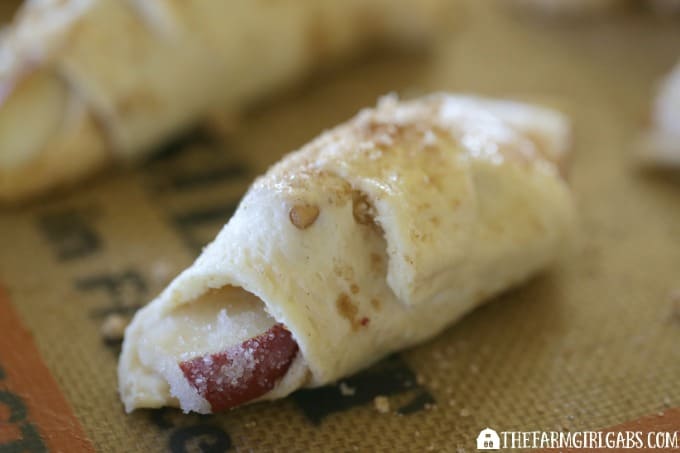 These Salted Caramel Pear Crescents, made with store-bought crescent rolls, are a perfect quick and easy fall recipe.