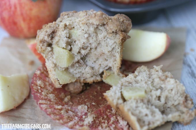 My family proclaimed these the BEST Apple Crumb Muffins ever. This recipe is filled with lots of sweet apples and topped with a buttery cinnamon and brown sugar topping.