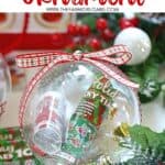 Gift the gift of lottery luck this holiday season with these fun New Jersey Lottery Ticket Christmas Ornaments. These DIY Christmas ornaments are easy to make. Grab some lottery ytickets and fill a plastic ornament. This easy Christmas craft takes only a few minutes to make. These ornaments are fun to hang on the Christmas Tree. Lottery Ticket ornaments make a great Christmas gift idea too.