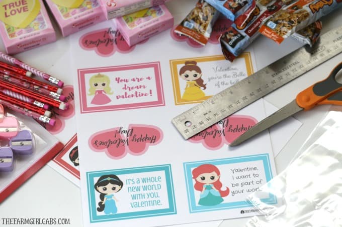 These Disney Princess Valentine Treat Bags are a fun idea for kids to hand out to their friends at school for Valentine’s Day. You can fill these with candy, crafts, or anything you want!
