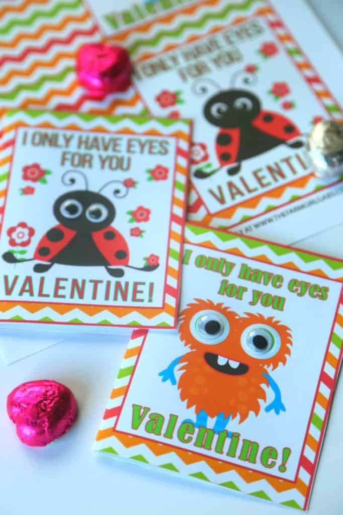 Free printable I Only Have Eyes For You Valentine Cards.