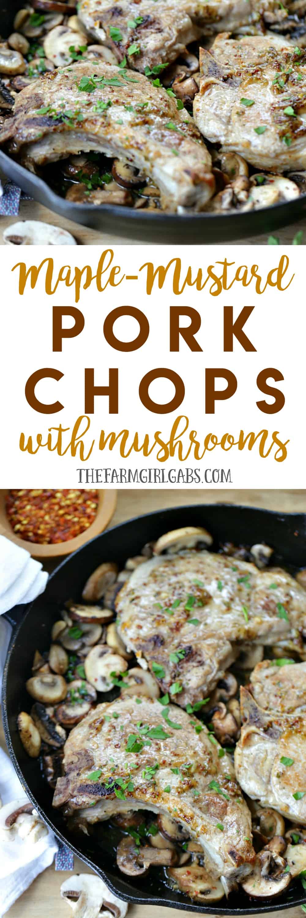 Be chef inspired at home with this easy and delicious Maple Mustard Pork Chops With Braised Mushrooms recipe made with Smithfield Prime Fresh Pork. The @SmithfieldBrand website has so many easy and delicious recipes from famous chefs that you can recreate at home. #Ad #SmithfieldPrime
