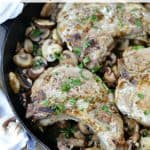 Be chef inspired at home with this easy and delicious Maple-Mustard Pork Chops With Braised Mushrooms recipe made with Smithfield Prime Fresh Pork. #AD #SmithfieldPrime
