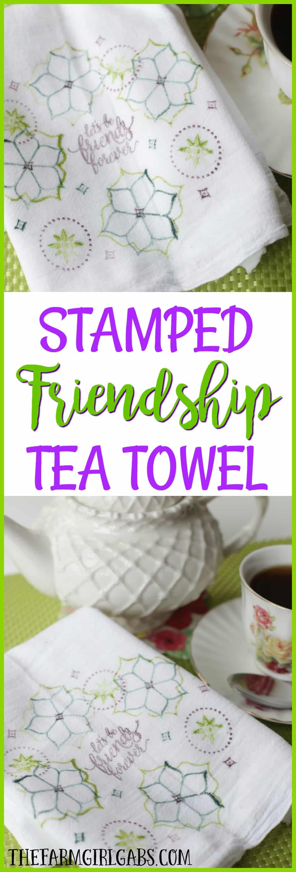 This easy DIY Stamped Friendship Tea Towel is the perfect gift from the heart. Make one to give and make one to keep. Stampin! Up Eastern Beauty set is the star of this craft project.