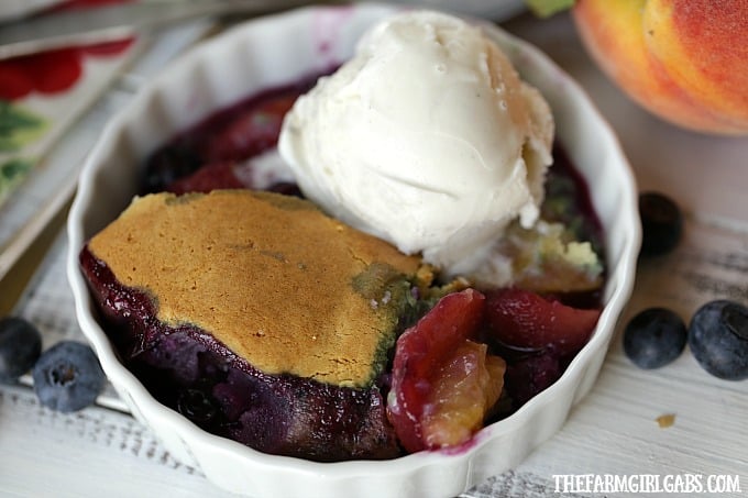 Blueberries and peaches collide to make this delicious classic Blueberry Peach Cobbler. This cobbler recipe is a perfect way to enjoy their summer bounty!
