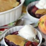 Blueberries and peaches collide to make this delicious classic Blueberry Peach Cobbler. This cobbler recipe is a perfect way to enjoy their summer bounty!