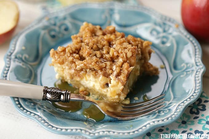 Apple season calls for the perfect fall recipe. These Apple Caramel Walnut Cheesecake Bars are a family favorite.