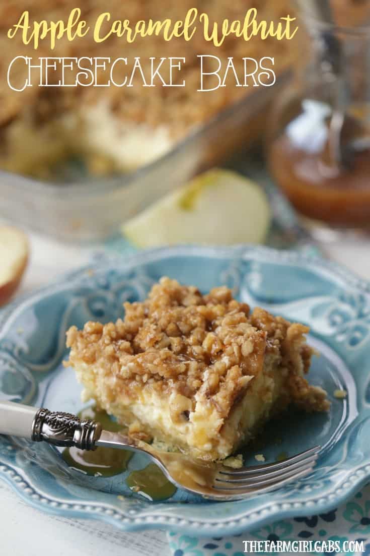 Apple Caramel Walnut Cheesecake Bars The Farm Girl Gabs®