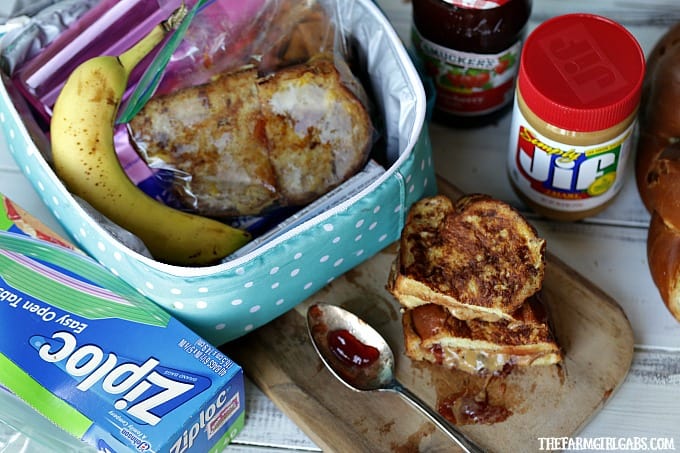These Stuffed Peanut Butter And Jelly French Toast Sandwiches are a fun twist on the classic lunchbox favorite!