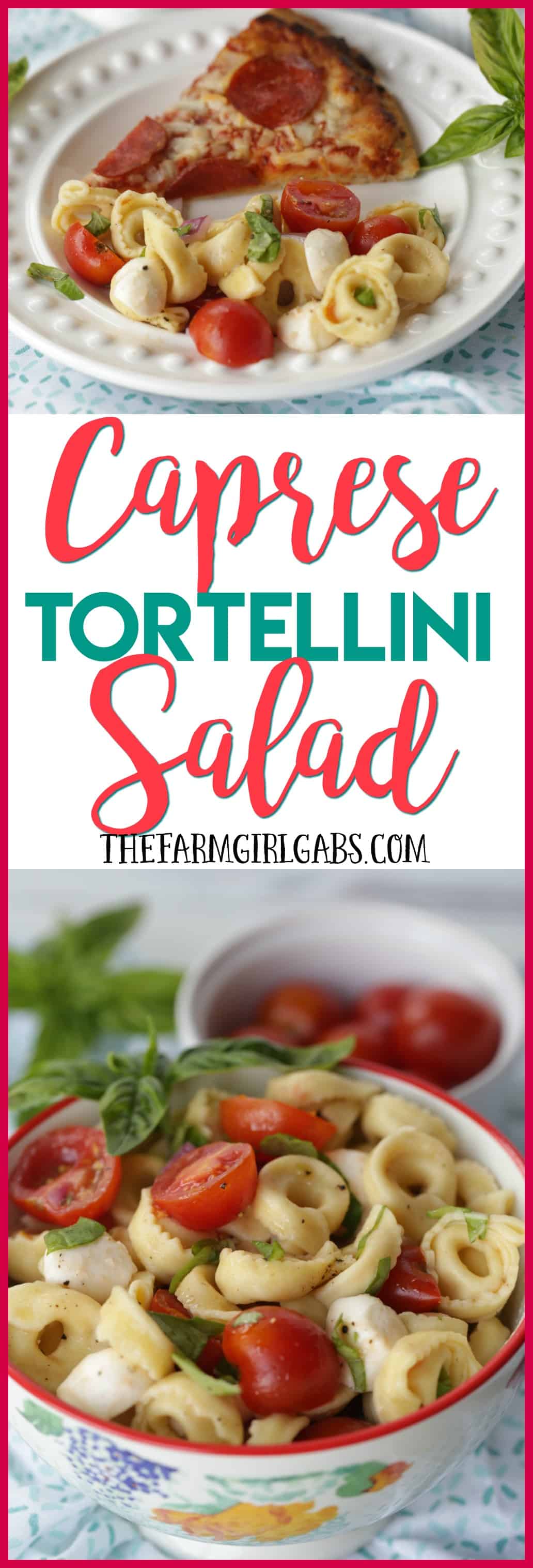Turn pizza night into party night with this delicious Caprese Tortellini Salad. This recipe is the perfect quick side dish for a weeknight dinner or party. #Ad #WinWithTonysPizza