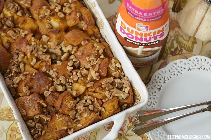 Celebrate the flavors of fall with this easy overnight Baked Pumpkin Walnut French Toast. This pumpkin walnut french toast recipe is a perfect way to start your day!