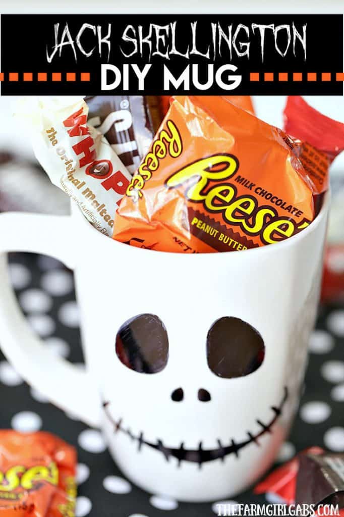 This DIY Jack Skellington Sharpie Mug is no tricks and all treats. This easy Nightmare Before Christmas craft makes a great party favor too! #Halloween #HalloweenCraft #DisneyCraft #JackSkellington #NightmareBeforeChristmas