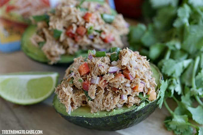 Bold & Balanced. This Spicy Tuna Stuffed Avocados recipe has plenty of bold flavor balanced by the cool avocado. Add some zip to your lunch or dinner menu with this easy recipe. #TearEatGo #Ad