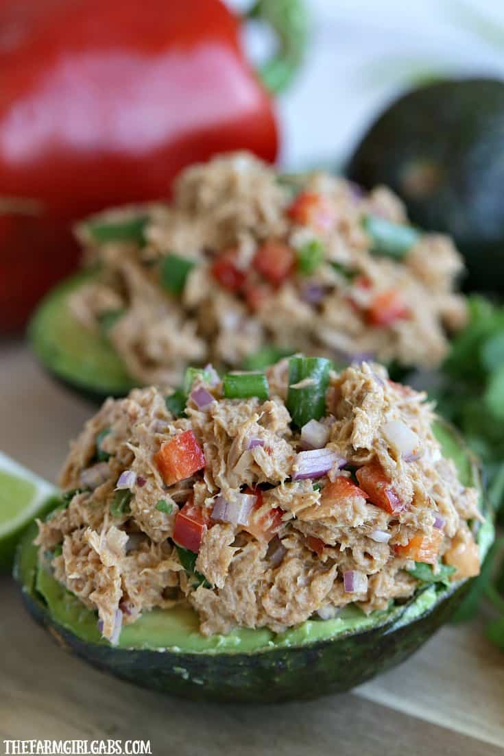 Spicy Tuna Stuffed Avocados - The Farm Girl Gabs®