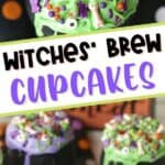 Double, double, toil and trouble. These Witches’ Brew Cupcakes are the perfect Halloween treat. These bewitching cupcakes are perfect for a Halloween party. Save this fun Halloween cupcake recipe so you can make it for your family. They will go batty over these Cauldron cupcakes. Share this fun Halloween recipe with friends and family.