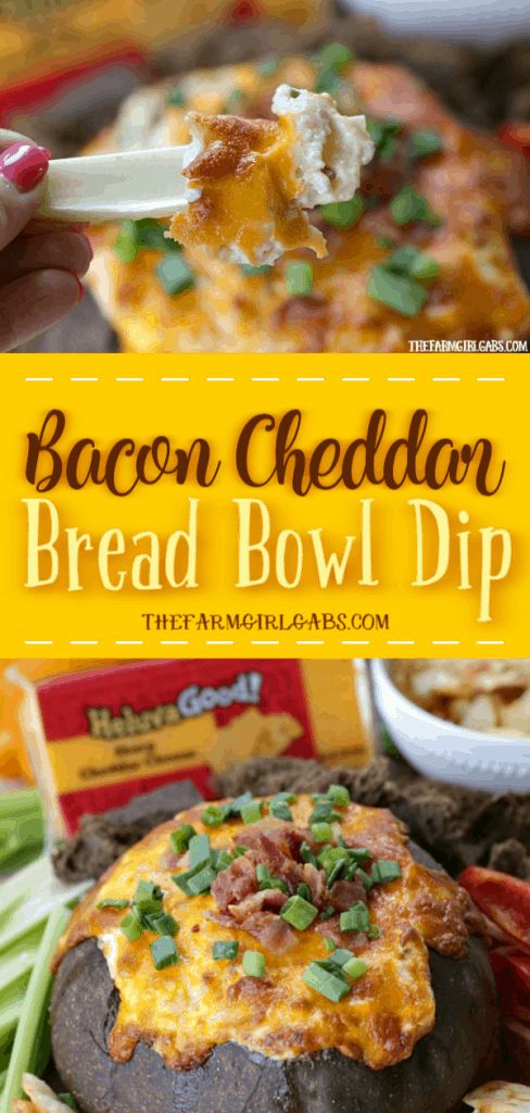 Looking for the perfect cheesy party dip? Well, look no further. This Bacon Cheddar Bread Bowl Dip is the perfect way to get the party started. #HeluvaGoodSummer #Ad #Dip #BreadbowlDip #Appetizer #GameDay #TailGateRecipe #Football #PartyRecipe