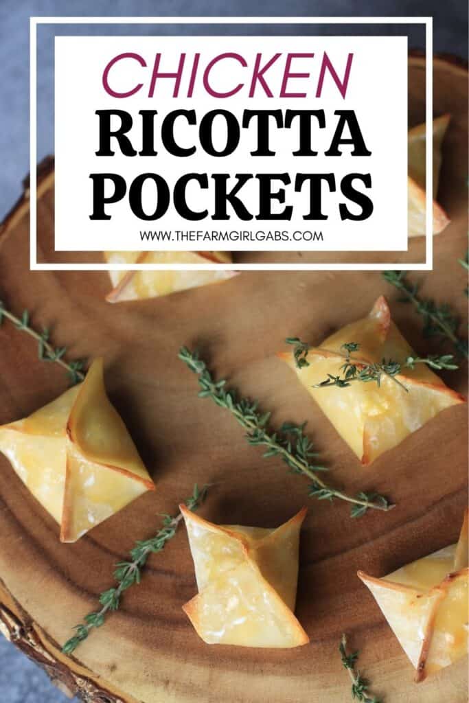 Roasted Chicken & Ricotta Pockets are an elegant, yet easy appetizer that is perfect to make for any occasion. Made with wonton wrappers, this hors d’oeuvres recipe is made with rotisserie chicken.