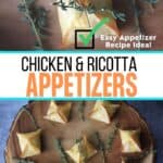 Roasted Chicken & Ricotta Pockets are an elegant, yet easy appetizer that is perfect to make for any occasion. Made with wonton wrappers, this hors d’oeuvres recipe is made with rotisserie chicken.