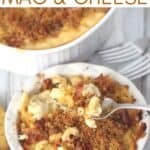 Bacon Cauliflower Macaroni and Cheese is the ultimate comfort food. Creamy macaroni and cheese are mixed with flavorful bacon and farm fresh cauliflower.