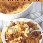 Bacon Cauliflower Macaroni and Cheese is the ultimate comfort food. Creamy macaroni and cheese are mixed with flavorful bacon and farm fresh cauliflower.