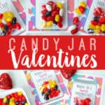 Your kids will have a sweet Valentine's Day making these adorable Sweet Candy Jar Valentines for their friends. #valentinesdaycard #kidscraft