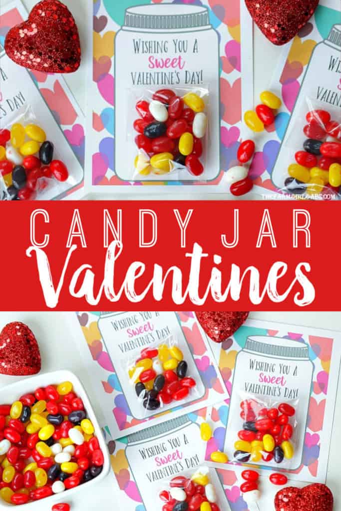 Your kids will have a sweet Valentine's Day making these adorable Sweet Candy Jar Valentines for their friends. #valentinesdaycard #kidscraft