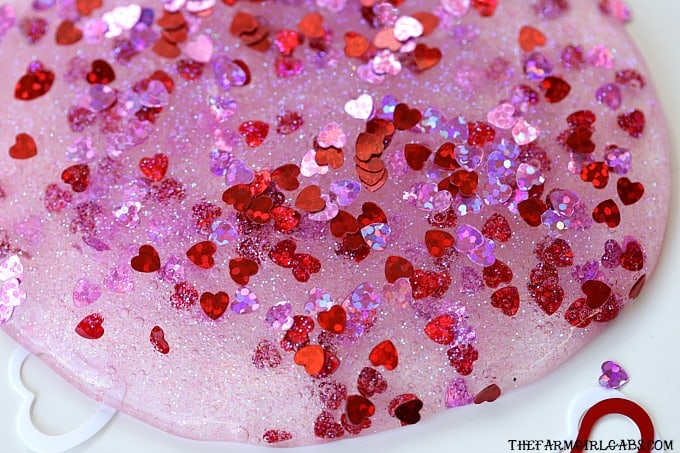 Valentine Slime Containers with Glitter Hearts