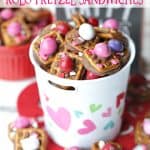 A little bit sweet, a little bit salty and oh so good! These Valentine ROLO Pretzel Sandwiches are a sweet treat for Valentine's Day. #Snacks #ValentinesDay #ROLOPretzels #Dessert